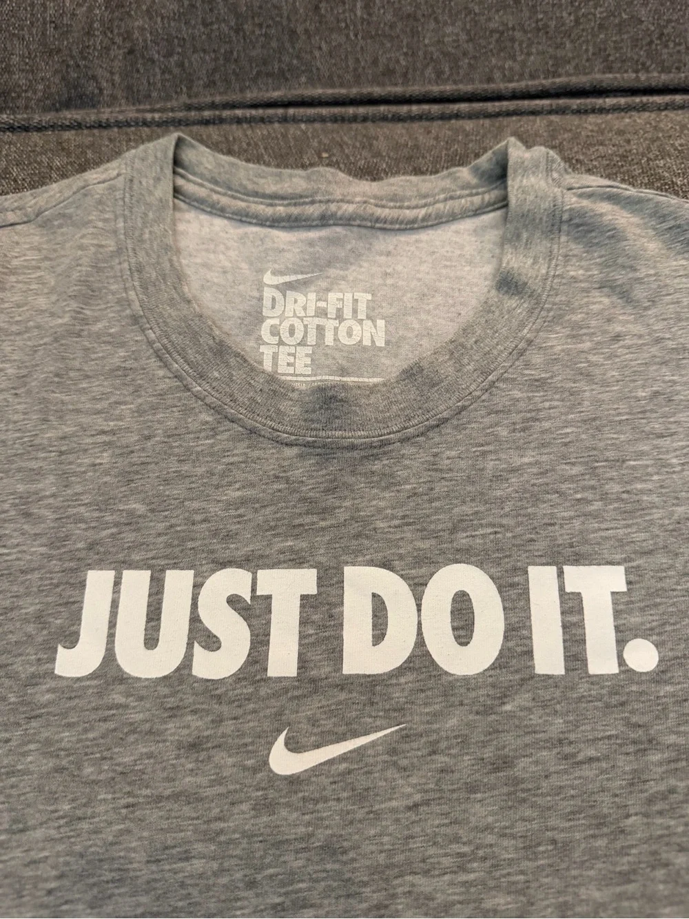 Nike Grey Dri-FIT Cotton Tee with White Print
